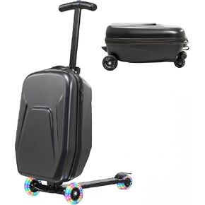 20" Hardshell Scooter Suitcase for Kid & Adult Foldable 2 in 1 Ride on Carry on Travel Trolley Scooter Luggage With Wheels in Saudi Arabia
