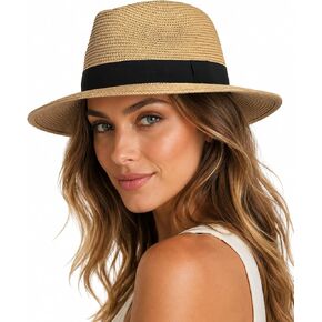 Zylioo XXL XL Straw Panama Sun Hat for Big Heads,M S UV Summer Fedora with Chin Strap,Beach Travel Outdoor Gift Box in Kuwait