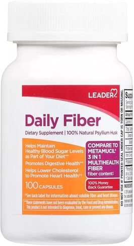Leader Daily Psyllium Husk Powder Supplement, 3-in-1 Fiber for Health, Plant Based, 100% Natural, Compare to 100 Capsules (1) in Saudi Arabia
