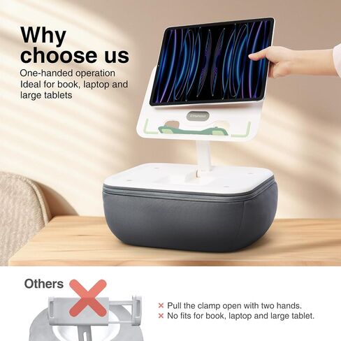 elitehood iPad Pillow Stand for Lap, Angle Adjustable Tablet Pillow Stand, Soft & Comfortable iPad Stand for iPad, iPad Mini, iPad Pro, Kindle, Cellphone, Books, Magazines & 4-15.6 inch Tablets, Gray in Kuwait