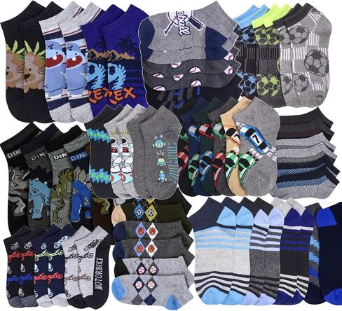 ToBeInStyle Children's Pack of 12 Pairs Low Cut Random Print Assortment Ankle Socks for Boys and Girls in Saudi Arabia