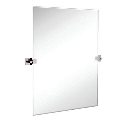 Hamilton Hills 24x36 inch Pivot Wall Mirror Including Polished Chrome Squared Wall Brackets | Frameless Bathroom Mirror | Rectangular Adjustable & Tilting Vanity | Farmhouse Wall-Mounted Mirrors in Saudi Arabia