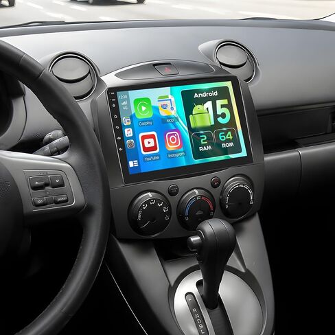 2+64GB 9 Inch HD Touchscreen for Mazda 2 2007-2014 Car Radio Stereo with CarPlay Android Auto Android 13 FM/RDS Mirror Link GPS Navigation Bluetooth WiFi USB MIC SWC Canbus RCA+AHD Back up Camera in Kuwait