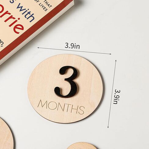 Baby Monthly Milestone Wooden Sign with Numbers & Stand, Natural Wood Month Marker Board for Newborn Growth Photos, Cute Floral Photo Prop (Pink Bow) in Saudi Arabia