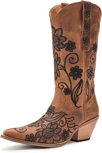Dingo Womens Western Swing Leather Casual Boots Mid Calf Mid Heel 2-3" in Saudi Arabia