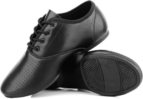 Black Ballroom Dance Shoes Lace-up Character Shoes for Women Rubber Sole Practice Teaching Shoes in Saudi Arabia