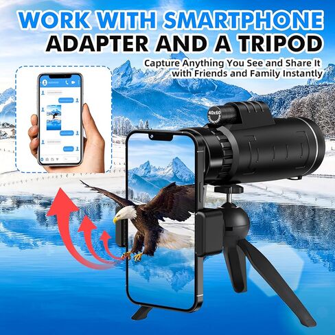 40x60 Monocular Telescope with Smartphone Adapter and Telescope Case High Powered Monocular, Compact Monocular for Wildlife, Hunting, Camping, Travel &Outdoor Adventures in Saudi Arabia