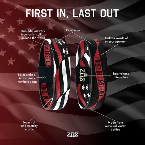 ZOX Interactive Hero Bracelets — First In, Last Out | Firefighter Gift, Tap Phone to Read Personal Thank-You Notes, Stretchy Elastic Wristband, Inspirational Accessories for Men & Women (Medium) in Kuwait
