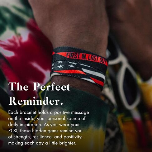 ZOX Interactive Hero Bracelets — First In, Last Out | Firefighter Gift, Tap Phone to Read Personal Thank-You Notes, Stretchy Elastic Wristband, Inspirational Accessories for Men & Women (Medium) in Kuwait