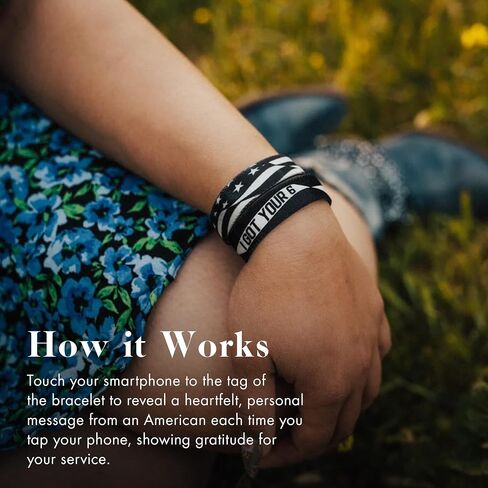 ZOX Interactive Hero Bracelets — I Got Your 6 | Military Veteran Gift, Tap Phone to Read Personal Thank-You Notes, Stretchy Elastic Wristband, Inspirational Accessories for Men & Women (Large) in Kuwait