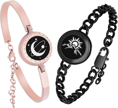 Long Distance Touch Bracelets, Vibration & Light up Remote Smart Matching Couples Bracelet for Couple Long Distance Relationship Girlfriend Boyfriend Festival Gifts Lover Jewelry Set in Kuwait
