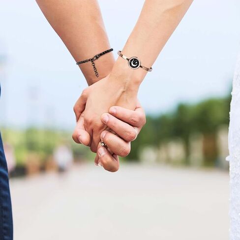 Long Distance Touch Bracelets, Vibration & Light up Remote Smart Matching Couples Bracelet for Couple Long Distance Relationship Girlfriend Boyfriend Festival Gifts Lover Jewelry Set in Kuwait