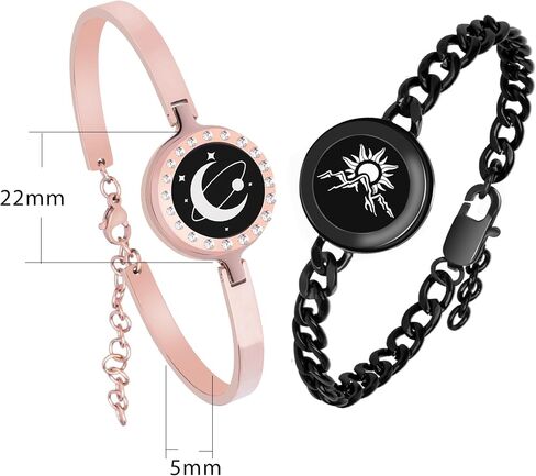 Long Distance Touch Bracelets, Vibration & Light up Remote Smart Matching Couples Bracelet for Couple Long Distance Relationship Girlfriend Boyfriend Festival Gifts Lover Jewelry Set in Kuwait