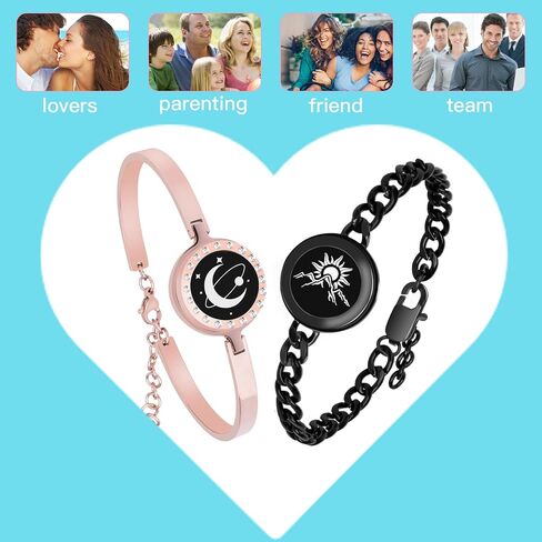 Long Distance Touch Bracelets, Vibration & Light up Remote Smart Matching Couples Bracelet for Couple Long Distance Relationship Girlfriend Boyfriend Festival Gifts Lover Jewelry Set in Kuwait
