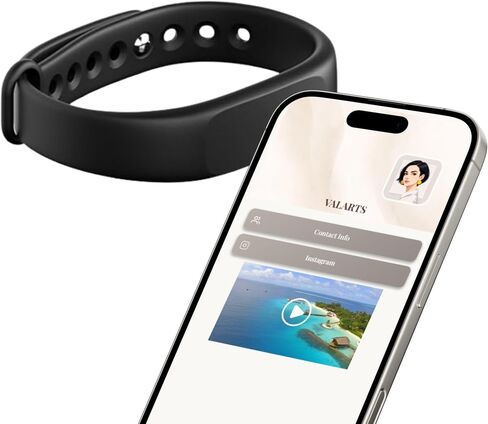 VTAG.ID NFC QR Digital Business Card Bracelet - Tap or Scan to Share Black | Smart NFC & QR, no app needed - works with iPhone & Android. Tap or scan to share contact, socials, Instagram & links. in Saudi Arabia