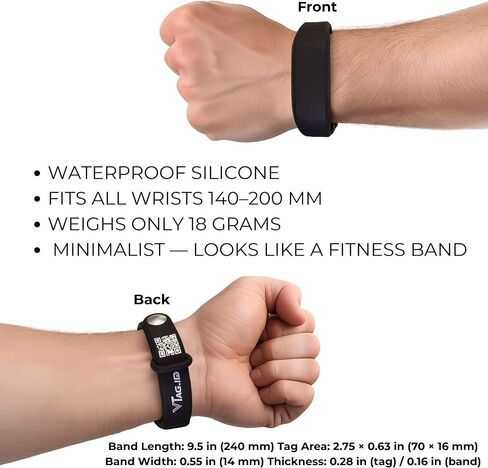 VTAG.ID NFC QR Digital Business Card Bracelet - Tap or Scan to Share Black | Smart NFC & QR, no app needed - works with iPhone & Android. Tap or scan to share contact, socials, Instagram & links. in Saudi Arabia