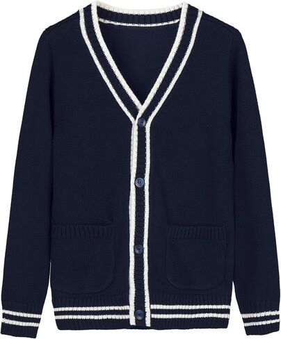eton kidd Striped Cardigan Sweater with Refined Contrast Collar and Windproof Cuffs in Saudi Arabia
