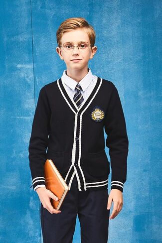 eton kidd Striped Cardigan Sweater with Refined Contrast Collar and Windproof Cuffs in Saudi Arabia