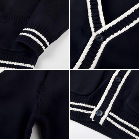 eton kidd Striped Cardigan Sweater with Refined Contrast Collar and Windproof Cuffs in Saudi Arabia