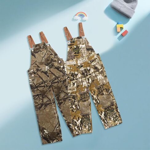 Girls Boys Camo Bib Overalls,Kids Overalls Straight Leg Denim Jumpsuits Cargo Pants with Pockets in Saudi Arabia