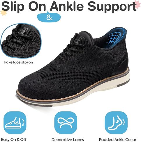 GINNI Boys Dress Shoes, Kids Mesh School Uniform Oxfords, Wingtip Casual Slip-On Oxford Sneakers for Toddler/Little Kid/Big Child in Saudi Arabia