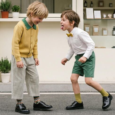 GINNI Boys Dress Shoes Kids Patent Oxfords Formal Church Wedding Tuxedo Shoes for Toddler/Little Kid/Big Kid in Saudi Arabia