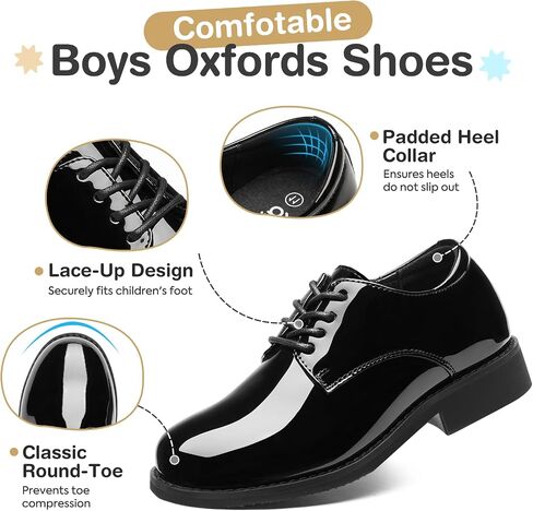 GINNI Boys Dress Shoes Kids Patent Oxfords Formal Church Wedding Tuxedo Shoes for Toddler/Little Kid/Big Kid in Saudi Arabia