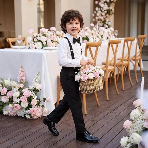 GINNI Boys Dress Shoes for Wedding Church, Kids School Uniform Oxfords, Patent Leather Lace-Up Oxford Shoes for Toddler/Little Kid/Big Child in Saudi Arabia