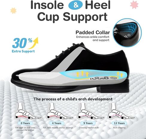 GINNI Boys Dress Shoes for Wedding Church, Kids School Uniform Oxfords, Patent Leather Lace-Up Oxford Shoes for Toddler/Little Kid/Big Child in Saudi Arabia