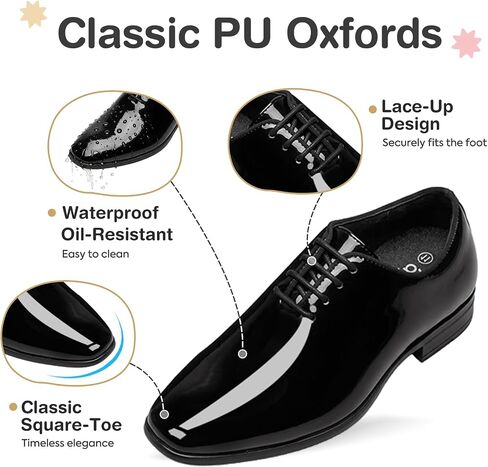 GINNI Boys Dress Shoes for Wedding Church, Kids School Uniform Oxfords, Patent Leather Lace-Up Oxford Shoes for Toddler/Little Kid/Big Child in Saudi Arabia
