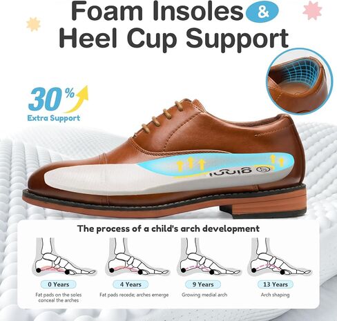 GINNI Boys Dress Shoes for Formal Church Wedding, Kids Uniform Oxfords for School Graduation, Comfortable Cap Toe Lace-Up Casual Oxford Oxford Shoes for Toddler/Little Kid/Big Kid in Saudi Arabia