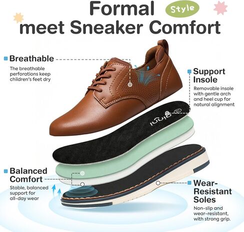 GINNI Boys Dress Shoes Casual Oxford Sneakers Wedding Church Formal Uniform Shoes for Toddler/Little Kid/Big Kid in Saudi Arabia