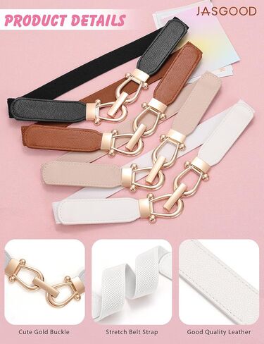 JASGOOD 4 Pack Elastic Kids Belts for Girls Stretchy Thin Toddler Waist Belts for Dresses Jeans School Uniform Casual in Kuwait
