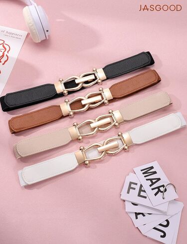 JASGOOD 4 Pack Elastic Kids Belts for Girls Stretchy Thin Toddler Waist Belts for Dresses Jeans School Uniform Casual in Kuwait