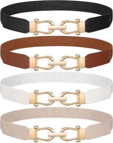 JASGOOD 4 Pack Elastic Kids Belts for Girls Stretchy Thin Toddler Waist Belts for Dresses Jeans School Uniform Casual in Kuwait
