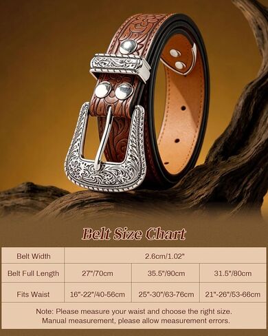 Kajeer Girls Western Belt for Kids Upgraded,Cowgirl Belt Vintage Engraved Cowgirl Country PU Leather Belt for Pants Jean in Kuwait