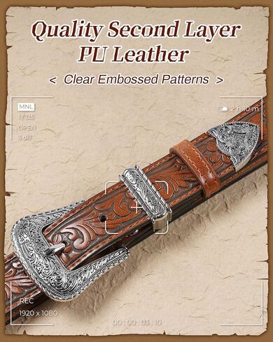 Kajeer Girls Western Belt for Kids Upgraded,Cowgirl Belt Vintage Engraved Cowgirl Country PU Leather Belt for Pants Jean in Kuwait
