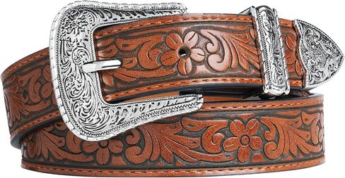 Kajeer Girls Western Belt for Kids Upgraded,Cowgirl Belt Vintage Engraved Cowgirl Country PU Leather Belt for Pants Jean in Kuwait
