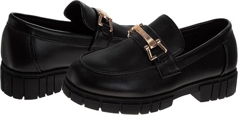 French Toast Girls Chunky Platform Loafers Faux Leather Slip On Dress School Shoes for Girl Sizes 10 Toddler 11-13 Little Kid 1-4 Big Kid in Kuwait