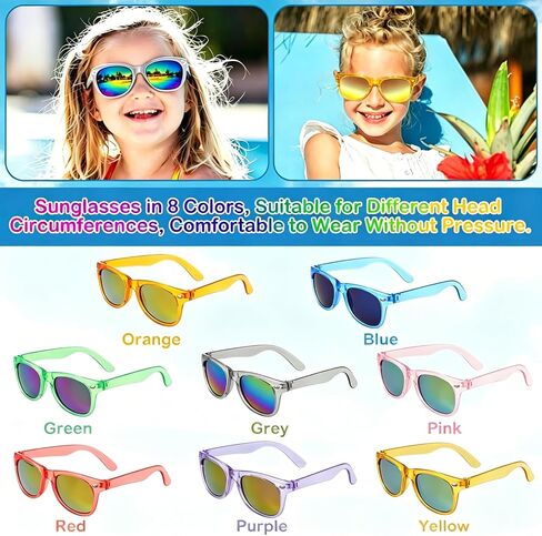 16 Pack 8 Colors Kids Sunglasses, UV400 Protection for Boys Girls Age 3-8, Perfect for Beach Pool Birthday Party Favors & Goody Bag Stuffers in Kuwait