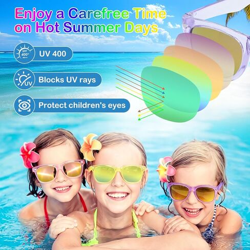 16 Pack 8 Colors Kids Sunglasses, UV400 Protection for Boys Girls Age 3-8, Perfect for Beach Pool Birthday Party Favors & Goody Bag Stuffers in Kuwait