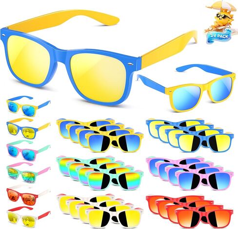 نظارات شمسية للأطفال من Party Favors - 24 قطعة نظارات شمسية للأولاد والبنات من عمر 3 إلى 8 سنوات مع حشوات للحقائب الجيدة للحماية من الأشعة فوق البنفسجية in Kuwait