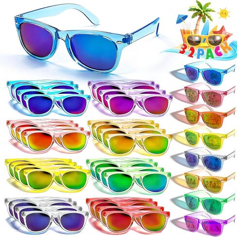 24 Pack Kids Sunglasses Bulk Party Favors, Toddler Sunglasses for Boys Girls Age 3-8, UV400 Protection Neon Sunglasses in 8 Colors, Goodie Bags Stuffers for Kids Birthday Pool Summer Party Supplies in Saudi Arabia