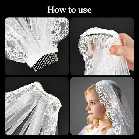 Vividsun Girl First Communion Veil Headwear For Communion, Church Baptism Dress Up in Saudi Arabia