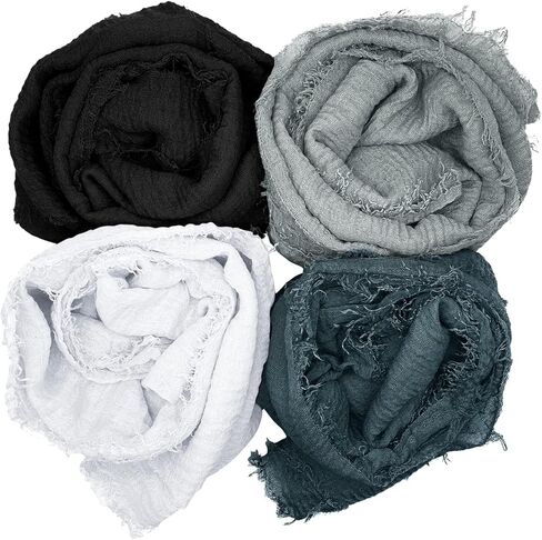 MANSHU 4PCS Women Soft Cotton Scarf Shawl Long, Wrap, Big Head Scarf B. in Kuwait