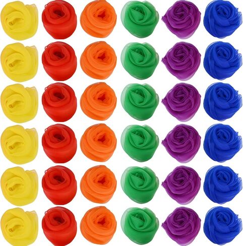 Zhanmai 36 Pcs Dance Scarves for Children, Music Scarve Juggling Scarf Props Magic Silky Scarves, 24 x 24in in Kuwait