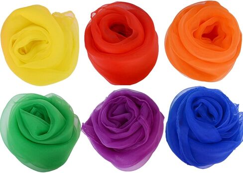Zhanmai 36 Pcs Dance Scarves for Children, Music Scarve Juggling Scarf Props Magic Silky Scarves, 24 x 24in in Kuwait
