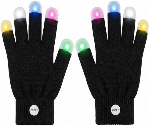 Black Light Show LED Gloves with Color Changing Light Up Fingertips, Flashing Sensory Toys for Autism, Cool Party Gifts for Kids Teens Adults in Kuwait
