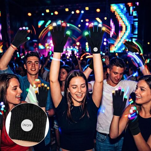 Black Light Show LED Gloves with Color Changing Light Up Fingertips, Flashing Sensory Toys for Autism, Cool Party Gifts for Kids Teens Adults in Kuwait