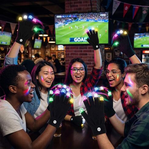 Black Light Show LED Gloves with Color Changing Light Up Fingertips, Flashing Sensory Toys for Autism, Cool Party Gifts for Kids Teens Adults in Kuwait